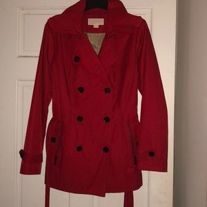 Red Michael Kors belted short trench coat